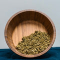 Lady's Mantle (Alchemilla Vulgaris) dried herb in wooden bowl